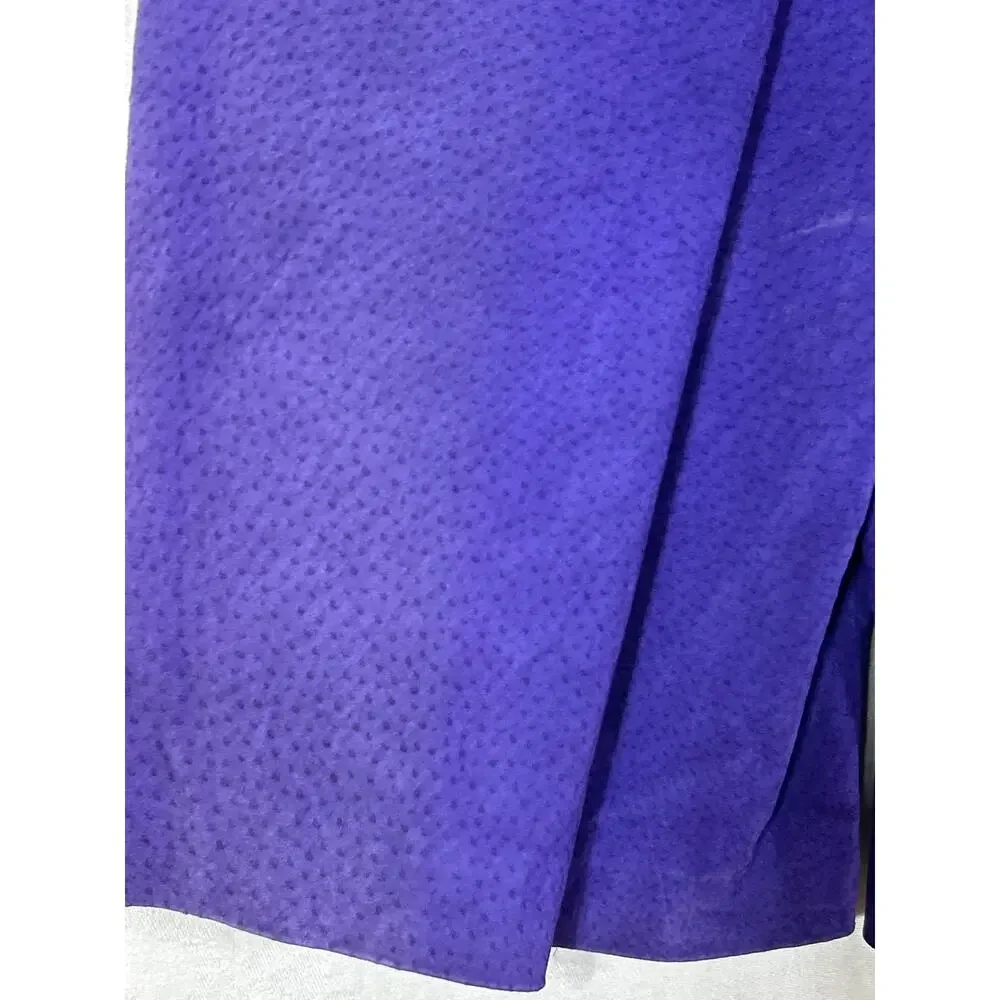 Vintage San Remo Leather Shorts 8 Purple Pleated Long Mom Lined Pebbled Suede